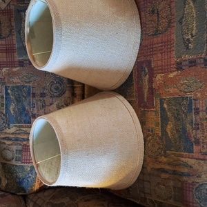 2 burlap covered lamp shades